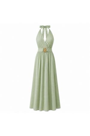 Robe longue fluide à décolleté croisé