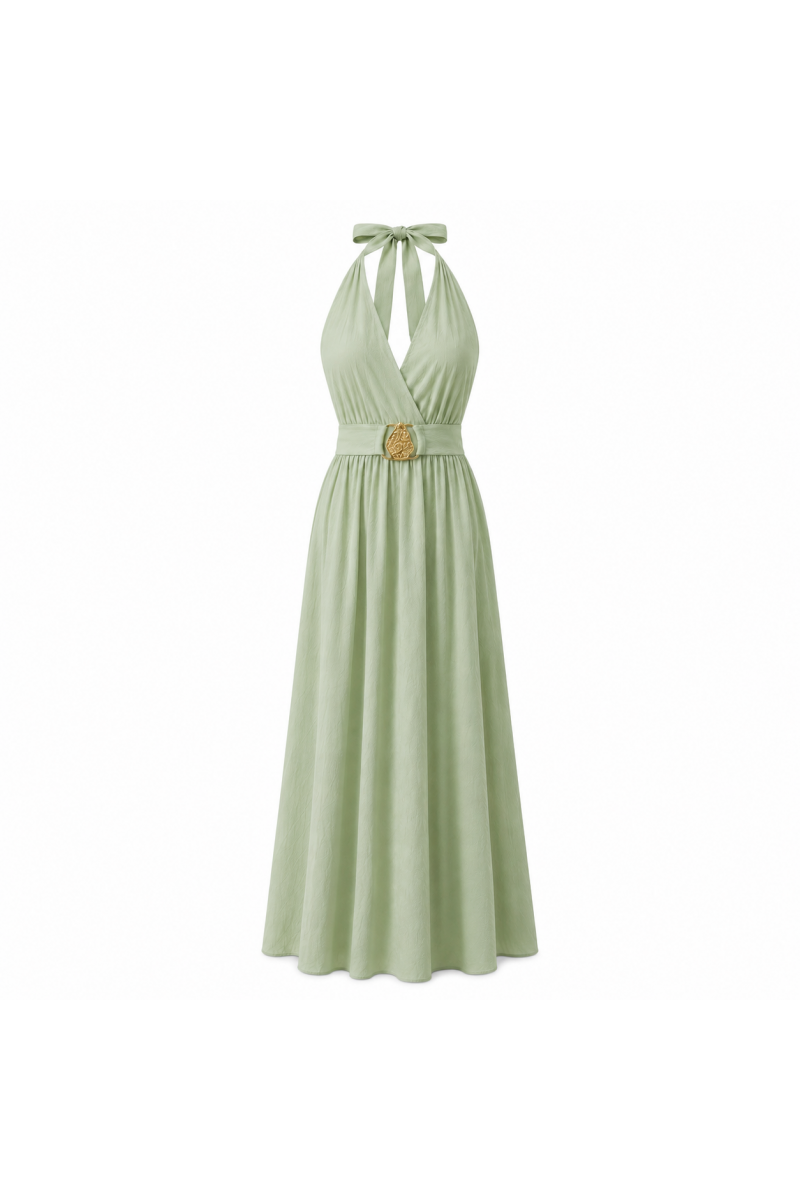 Robe longue fluide à décolleté croisé