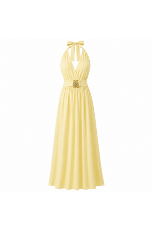 Robe longue fluide à décolleté croisé