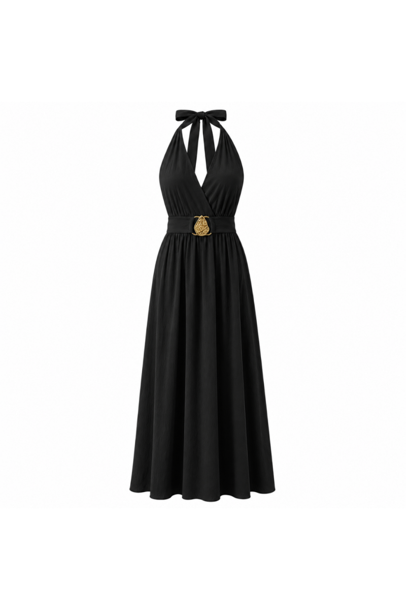 Robe longue fluide à décolleté croisé