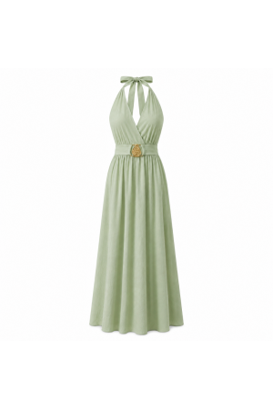 Robe longue fluide à décolleté croisé