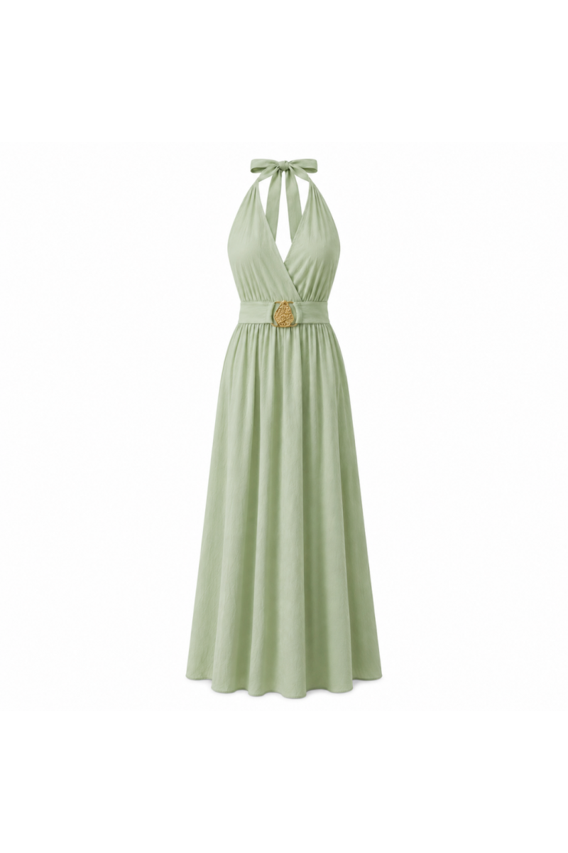 Robe longue fluide à décolleté croisé