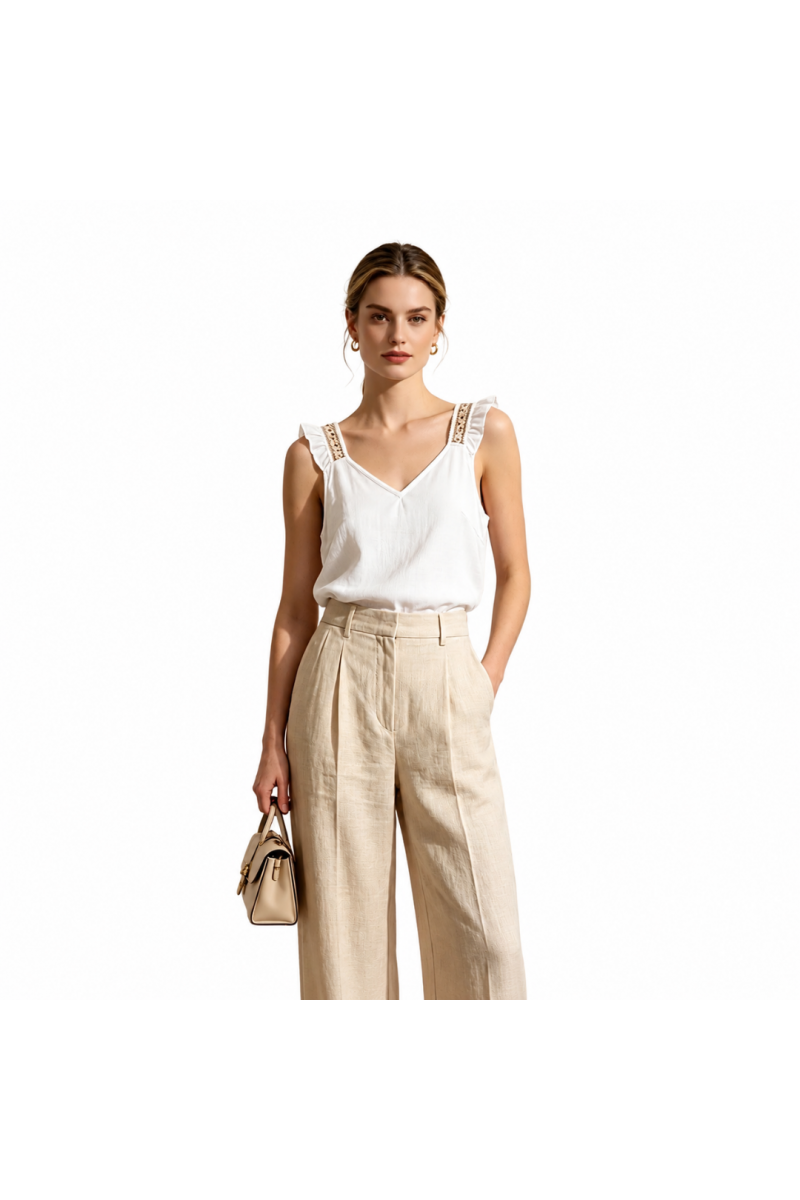 Blouse Écrue à Bretelles 