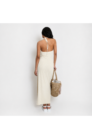 Robe Maxi Beige Dos-Nu