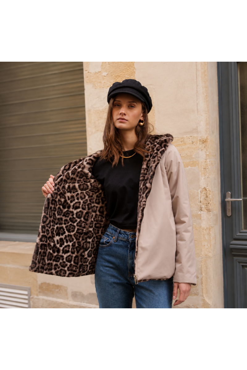 Manteau Réversible Léopard