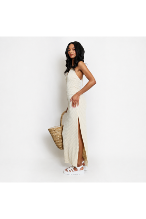 Robe Maxi Beige Dos-Nu