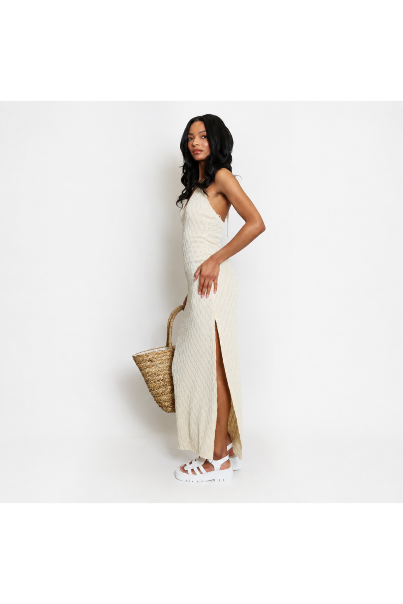 Robe Maxi Beige Dos-Nu