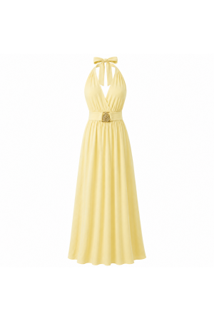Robe longue fluide à décolleté croisé