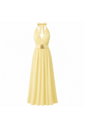 Robe longue fluide à décolleté croisé