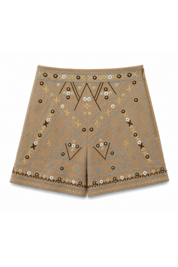 Short Brodé Motif Ethnique – Camel