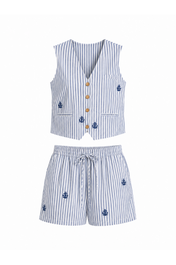 Ensemble shorts, Sans manches, Rayures