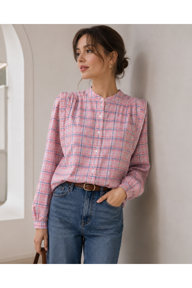 Chemise À Carreaux Rose 