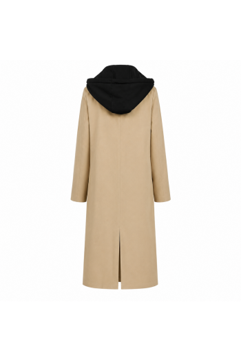 Veste Trench Long À Capuche Amovible