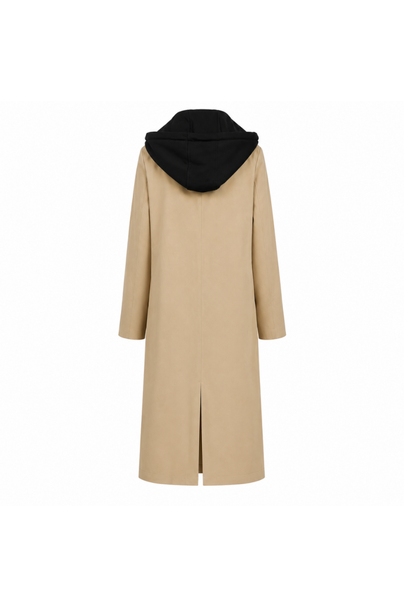 Veste Trench Long À Capuche Amovible