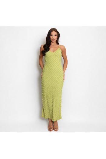 Robe Midi À Volants-Vert