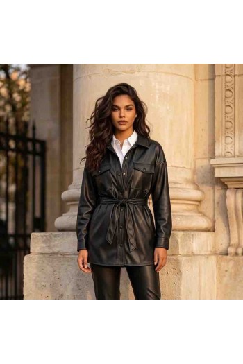 Veste Cuir-Noir 