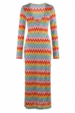 Robe Maxi Multicolore À Motif Zigzag